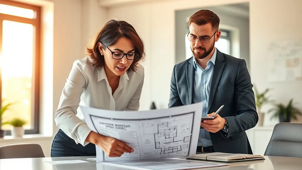 Corretor experiente orienta novo contratado durante um processo estruturado de onboarding em uma imobiliária moderna e iluminada.